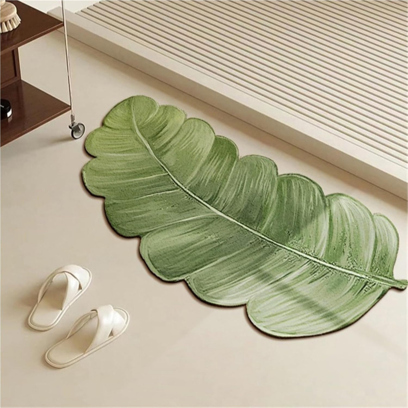 Kitchen Appliances Green - VIKAMA Tropical Green Leaf Patterned Rug