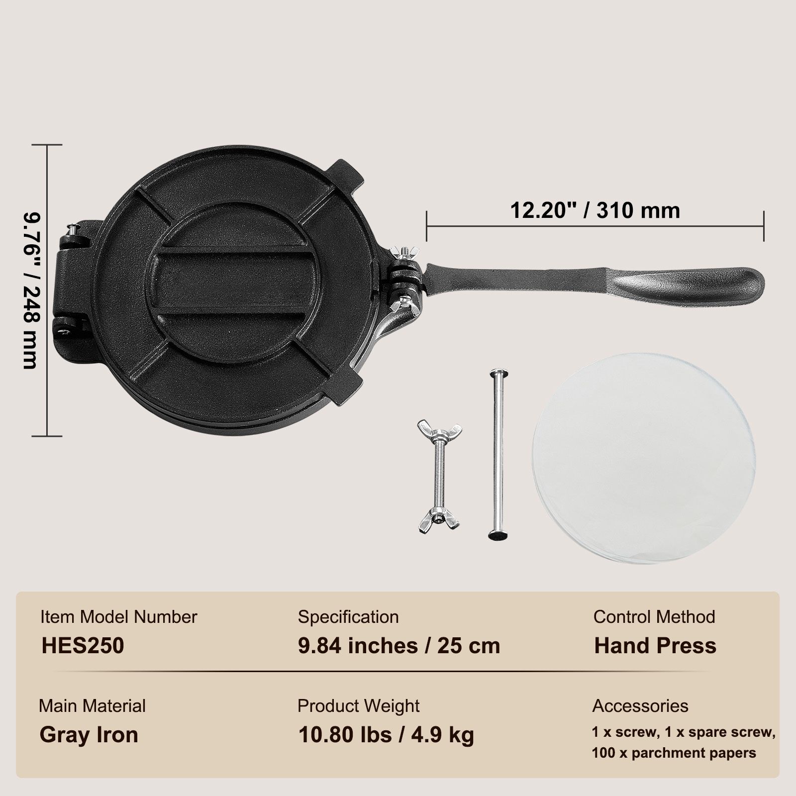 Tortilla Press, 8 Inch Tortill - đánh giá và giá Tortilla Press Cast